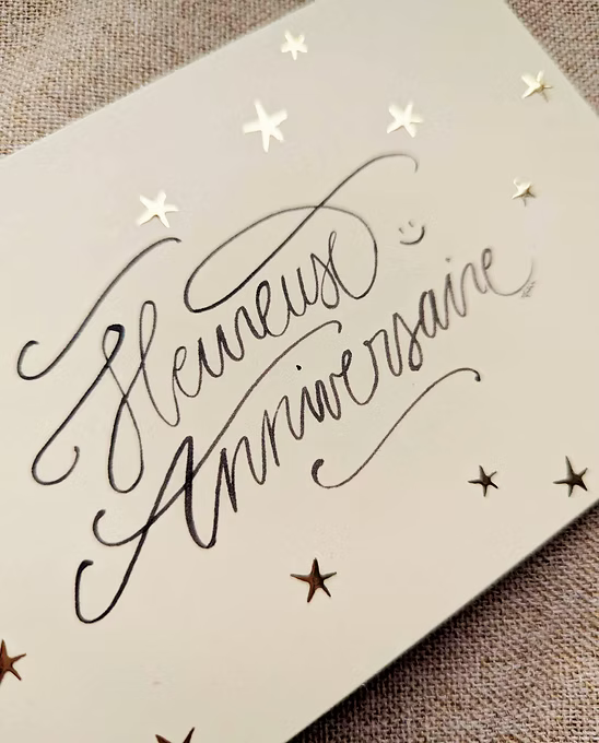 Carte Heureux anniversaire étoiles or