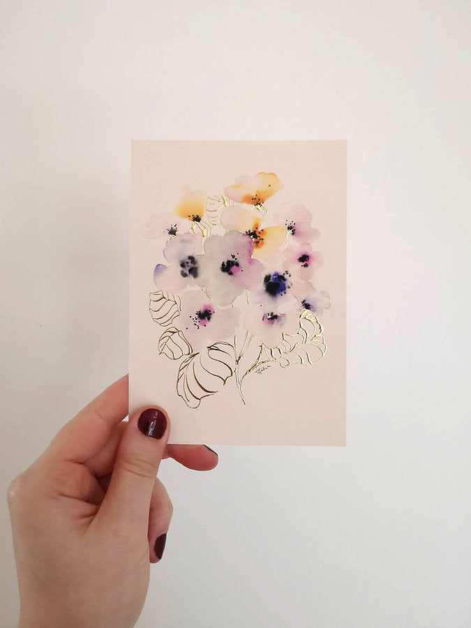 Carte avec dorure Primevères