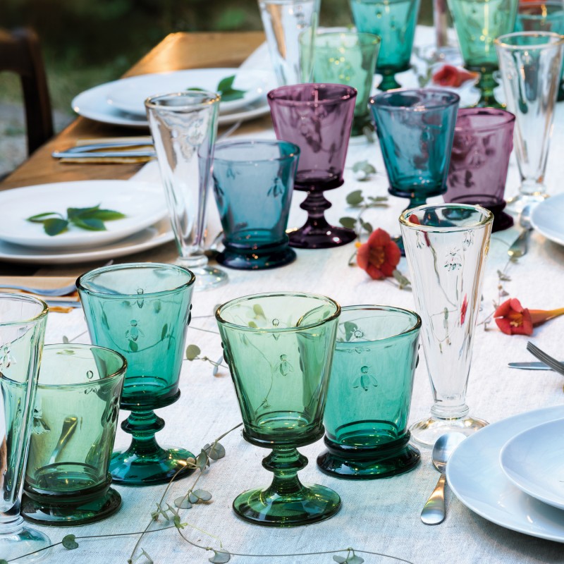 Set de 4 verres à pied Abeille 4 couleurs assorties