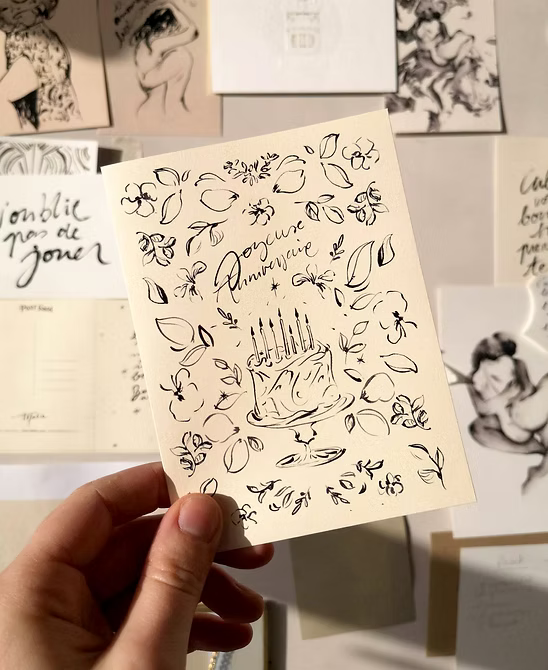 Carte Joyeux anniversaire fleuri