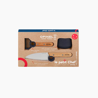 Le coffret de cuisine pour enfant "Le Petit Chef" Rouge contient le couteau, l'éplucheur, le protège-doigts 