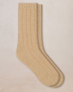 Paire de chaussettes laine alpaga à côtes Camel