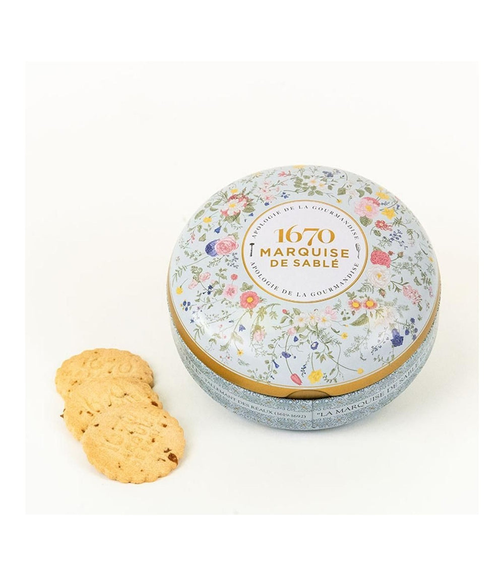 Biscuits sablés aux pépites de caramel beurre salé - boite métal ronde "Bouquet sauvage" 175g