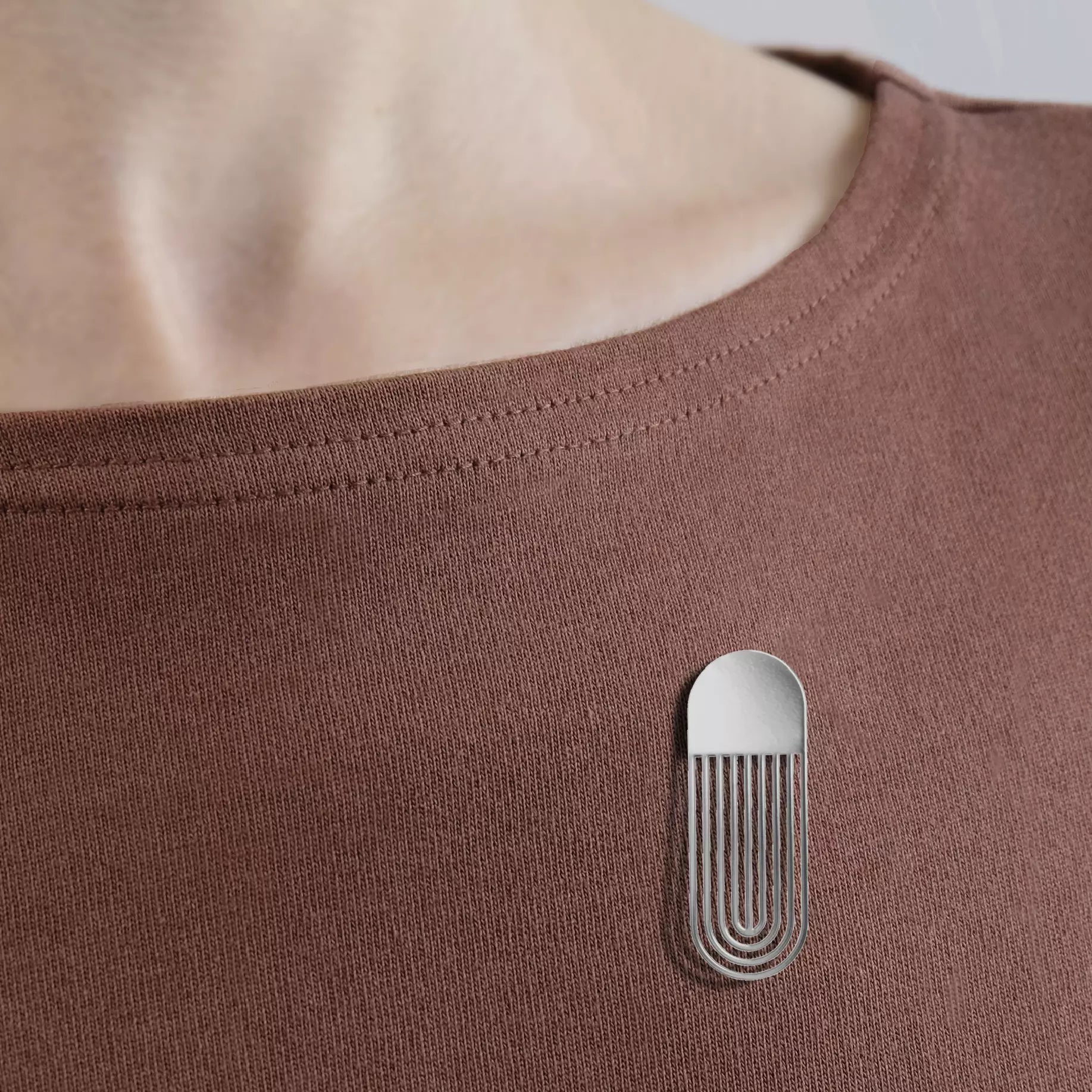 Broche magnétique Oblongue argentée
