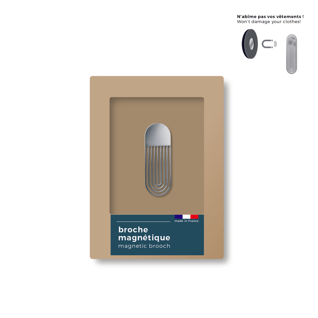 Broche magnétique Oblongue argentée