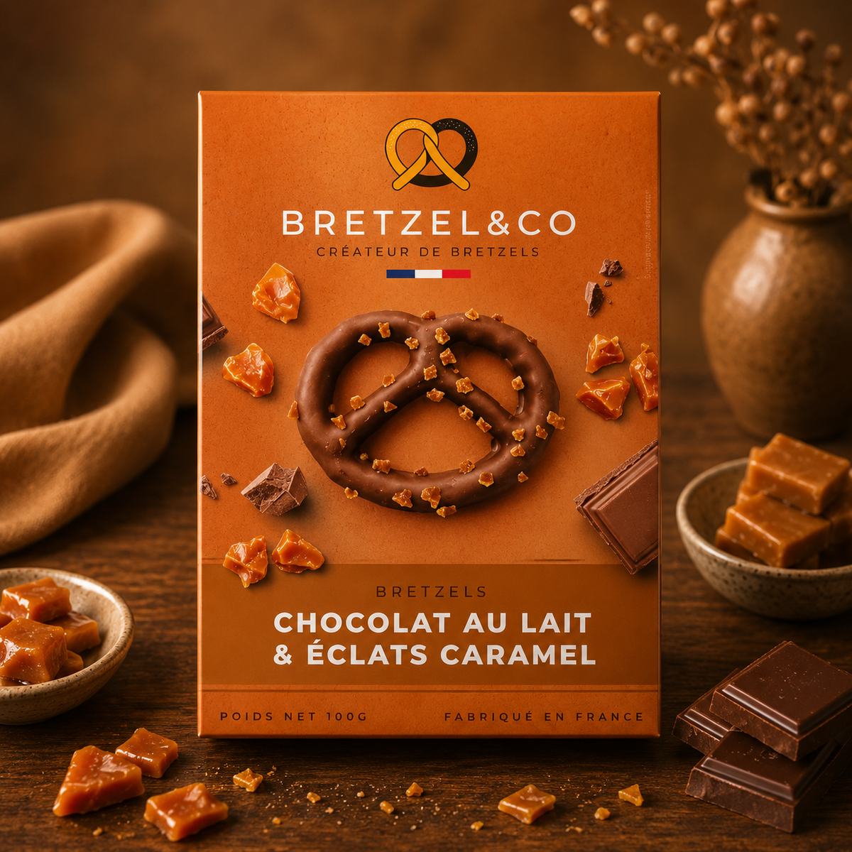Bretzels - Chocolat au lait & éclats de caramel