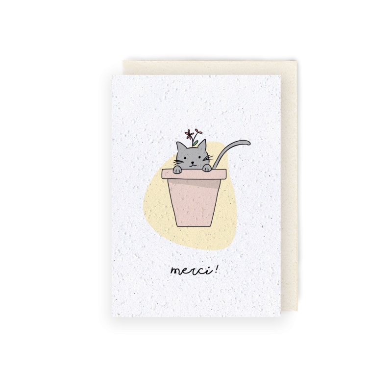 Carte à planter Chat Merci