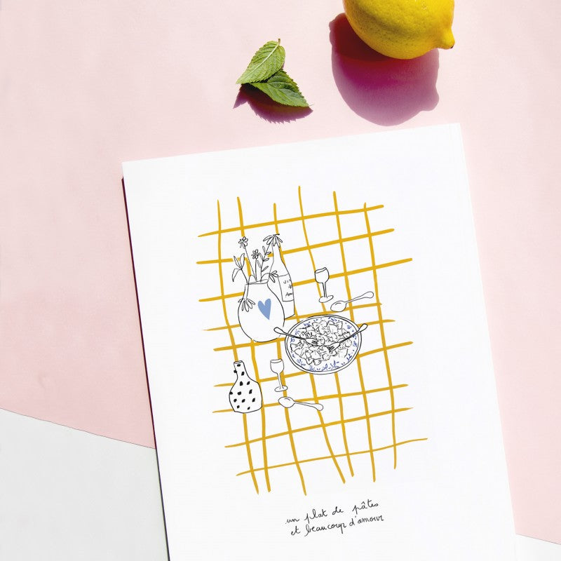 Carte Un plat de pâtes et beaucoup d'amour