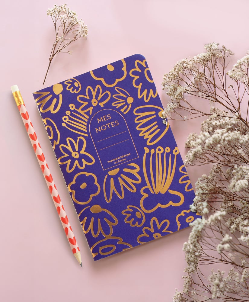 Carnet cousu singer Big Flowers bleu roi