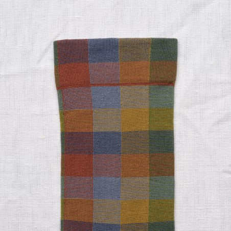 Chaussette Carreaux Bleu-gris