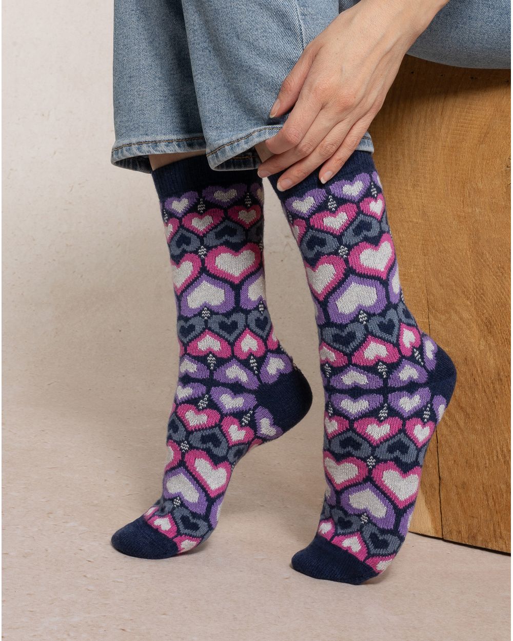 Coffret Chaussettes Cachemire Coeur Amiral