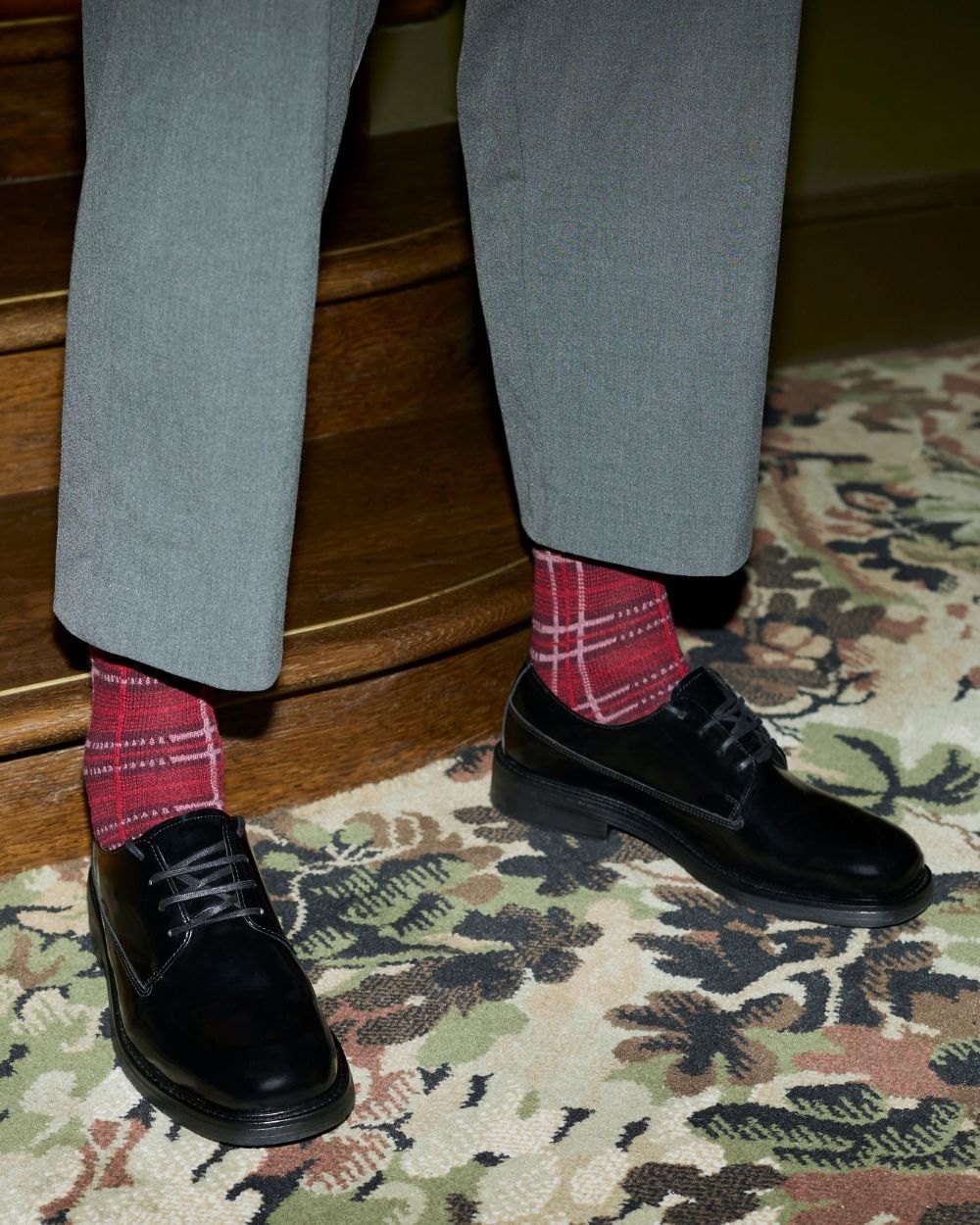 Chaussettes Cachemire Ecossais Rouge