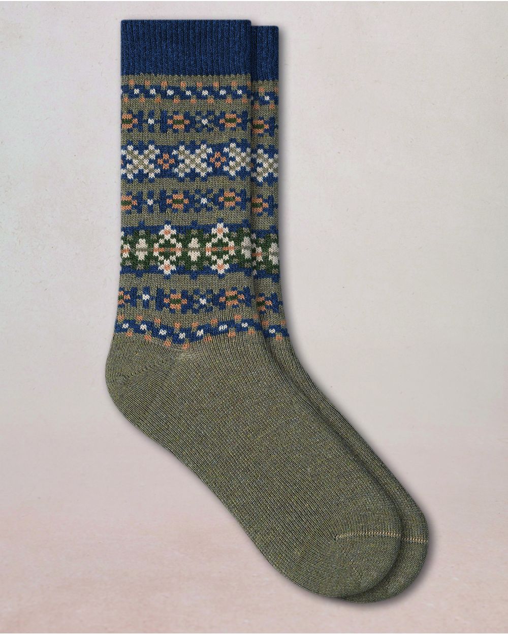Chaussettes Cachemire Jacquard Kaki