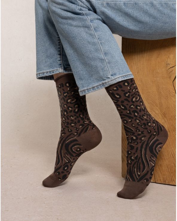 Chaussettes Laine Fine Peau de Bête Chocolat