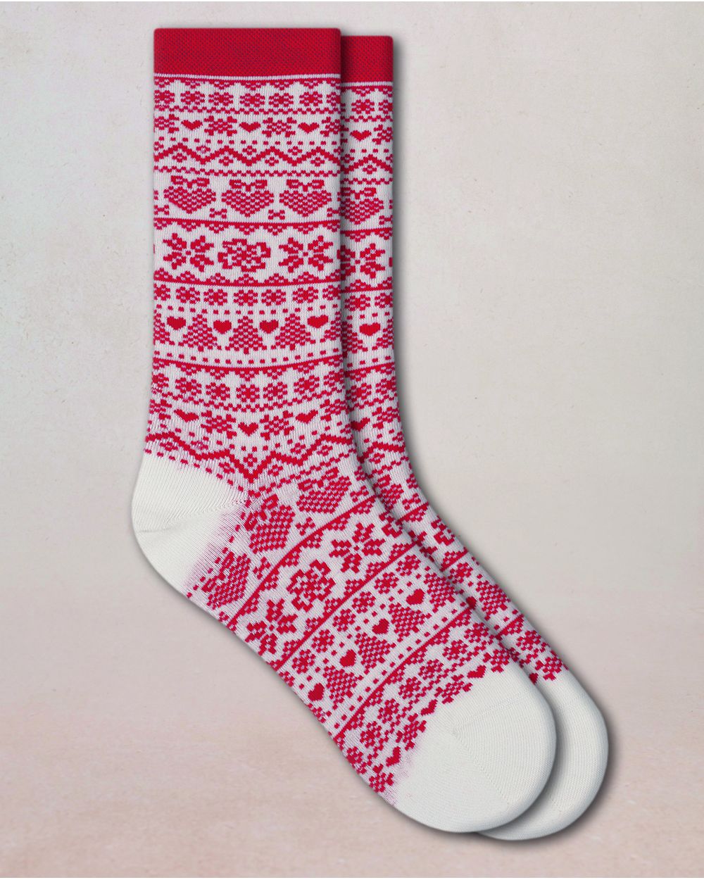Chaussettes Motif Norvégien Écru