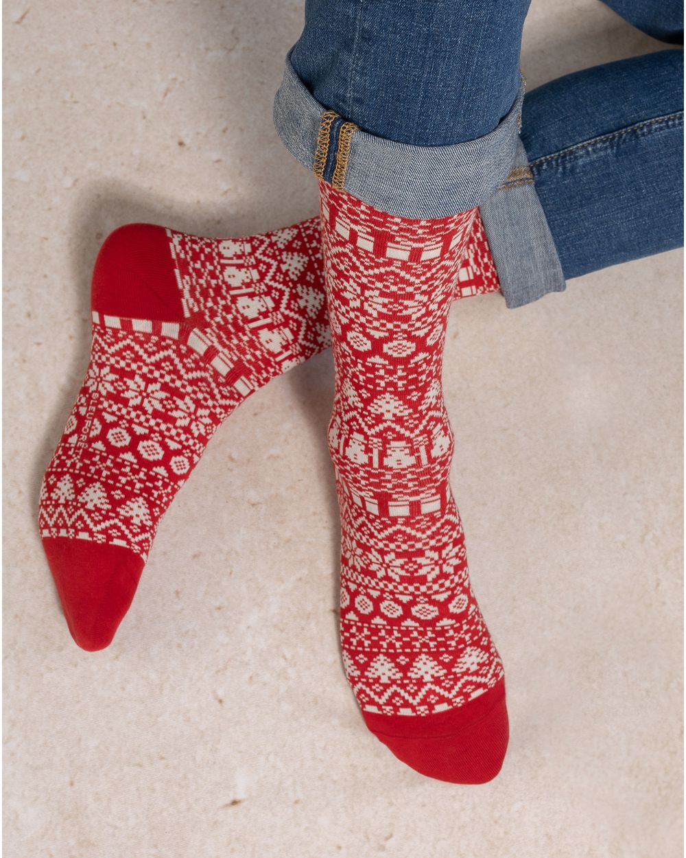 Chaussettes Coton Norvégien Rouge