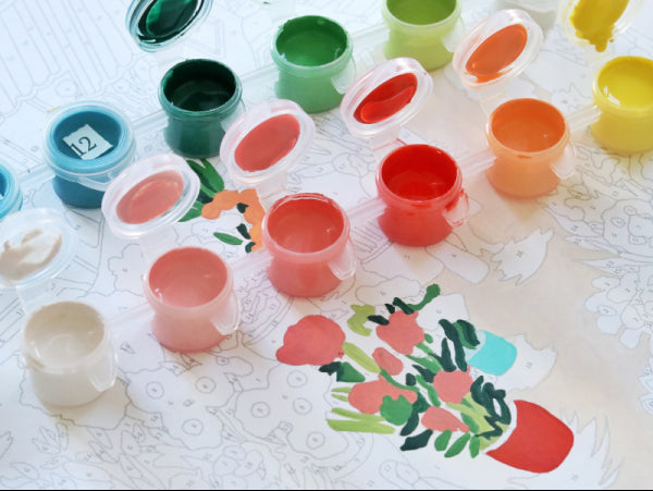 Coffret peinture au numéro Flower Market par Zaze Art