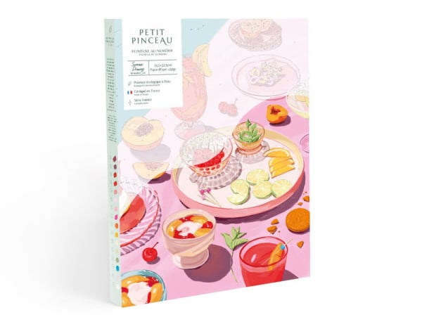 La Petite Épicerie a imaginé spécialement pour vous une jolie série de peinture au numéro, Petit Pinceau. Elle vous propose cette peinture Summer Dreams, conçue par l'illustratrice Sun Lee. Le coffret est Made in France. À vos pinceaux ! 