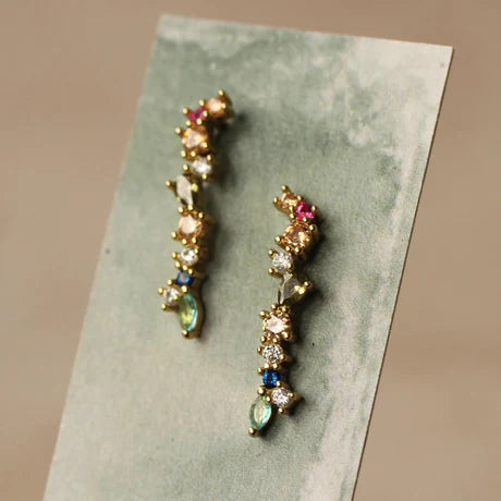 Boucles d'oreilles pendantes colorées fougère plume