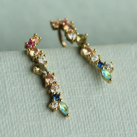 Boucles d'oreilles pendantes colorées fougère plume