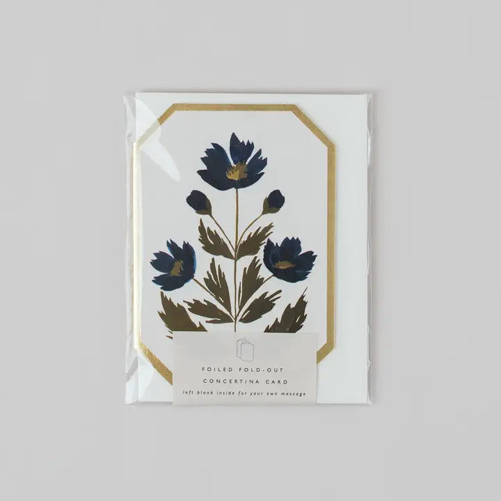 Carte Accordéon Fleurs bleues