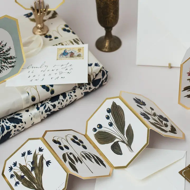 Carte Accordéon Fleurs bleues