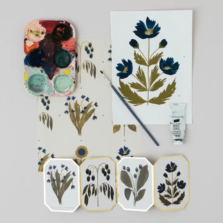 Carte Accordéon Fleurs bleues