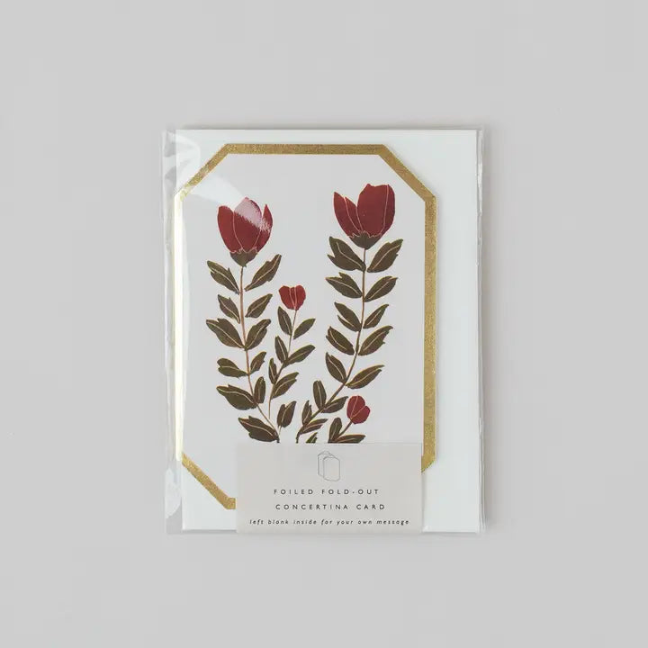 Carte Accordéon Fleurs rouges