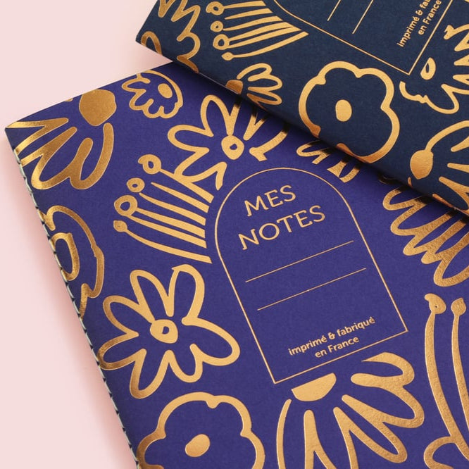 Carnet cousu singer Big Flowers bleu roi