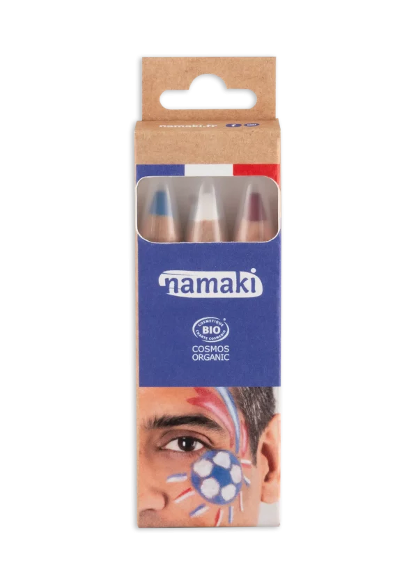 Kit supporter 3 crayons de maquillage Bleu-Blanc-Rouge