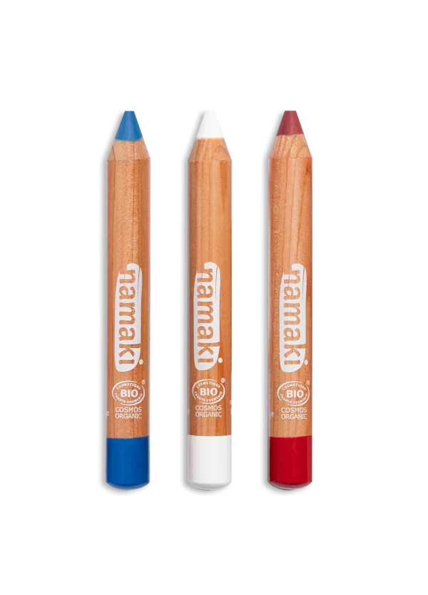 Kit supporter 3 crayons de maquillage Bleu-Blanc-Rouge