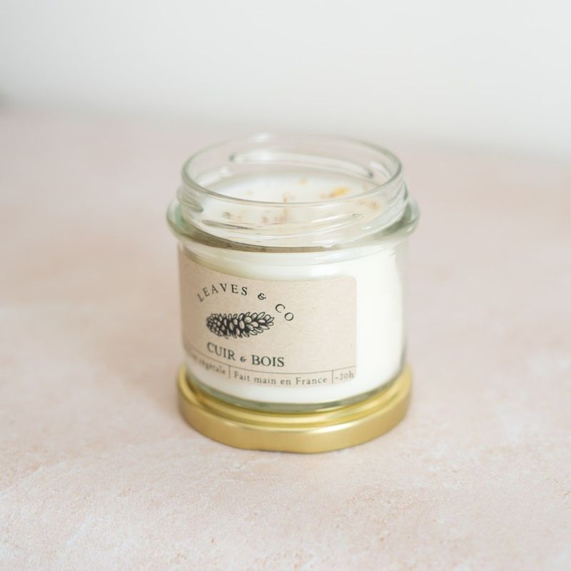 Bougie Cuir et bois