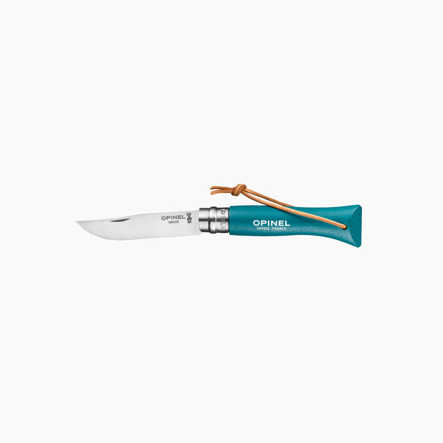 Couteau N°06 baroudeur au manche turquoise, une couleur qui ne laissera personne indifférent