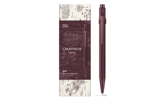 Stylo bille 849 Toile de Jouy Bordeaux Caran d'Ache