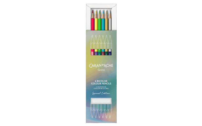 Set de 6 crayons de couleurs bicolores