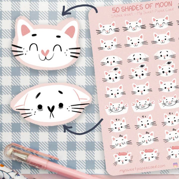 Feuille de stickers Humeur Chat