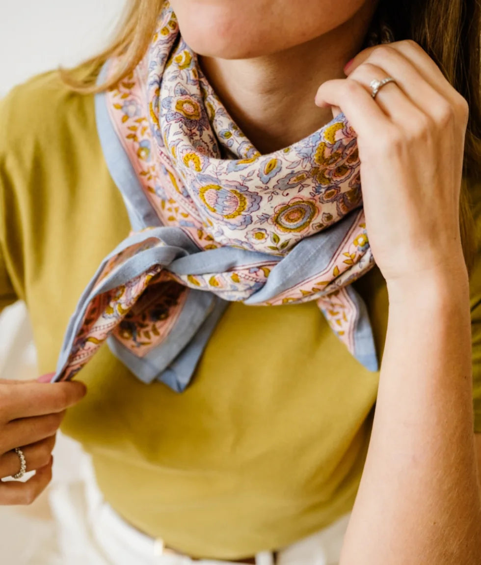 Foulard en coton Garda Bleuet