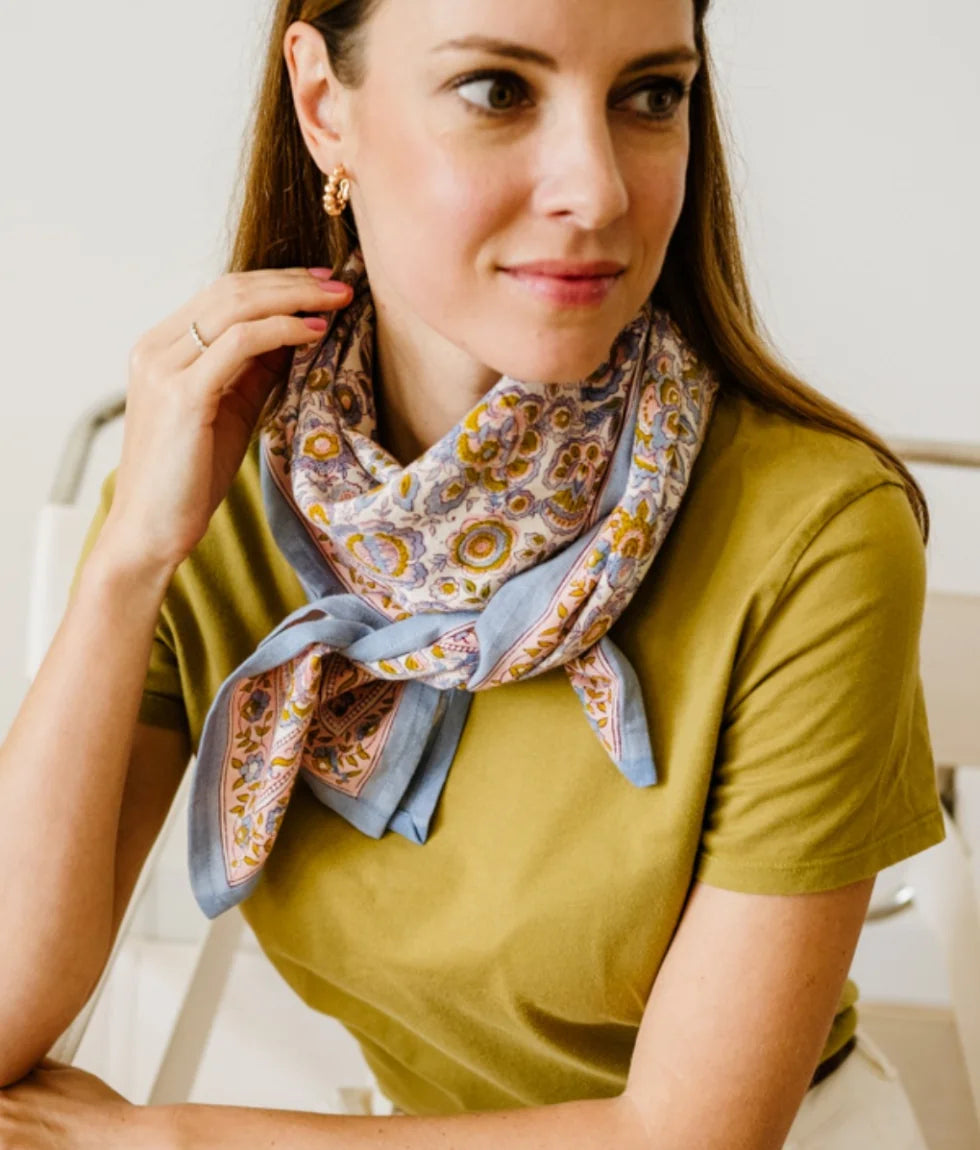 Foulard en coton Garda Bleuet