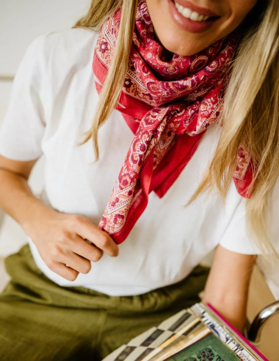 Foulard en coton Garda Framboise