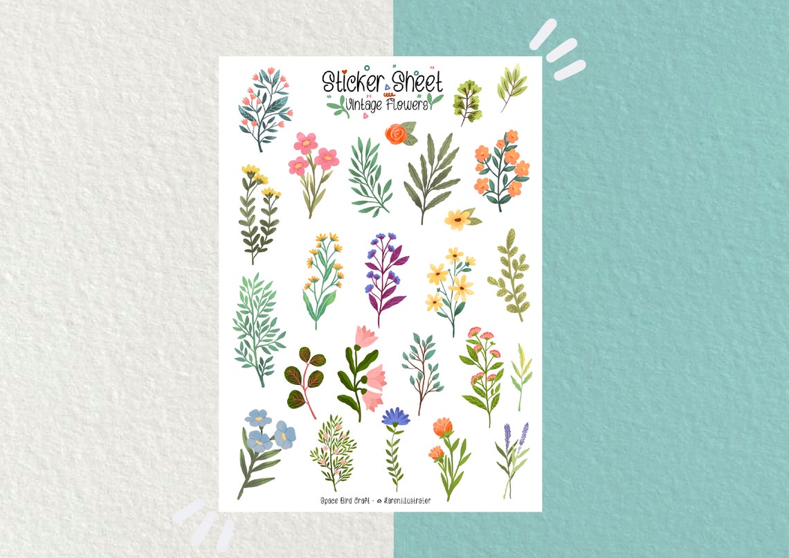 Feuille de stickers Vintage Flowers