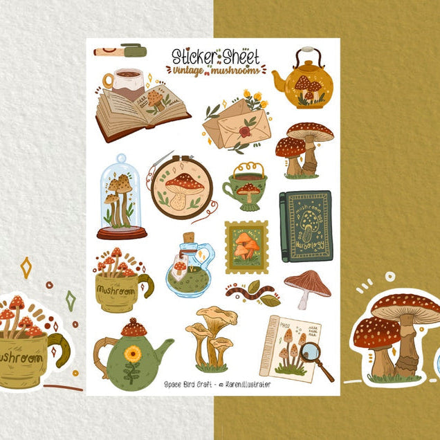 Stickers Vintage Mushroom