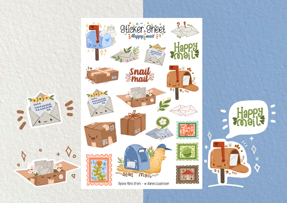Feuille de stickers Happy Mail