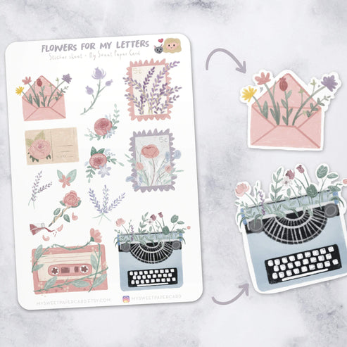 Stickers Flowers for my letters