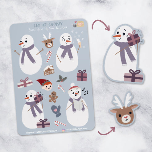 Feuille de stickers de Noël Let It Snowy