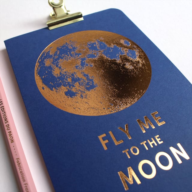 Carte Fly me to the moon bleu saphire