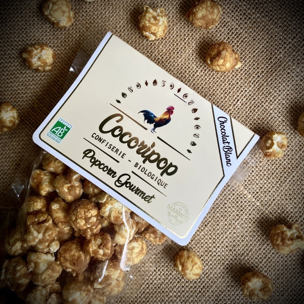 pop corn gourmet chocolat blanc parfumé