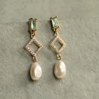 Boucles d'oreilles Art Déco perles vert menthe
