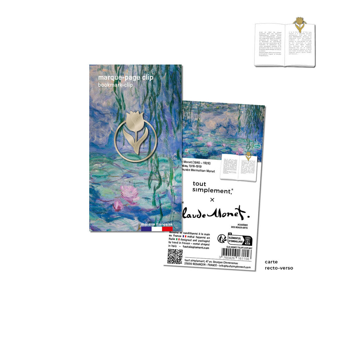 Marque-page clip Tulipe Claude Monet de Tout Simplement sur sa carte illustrée