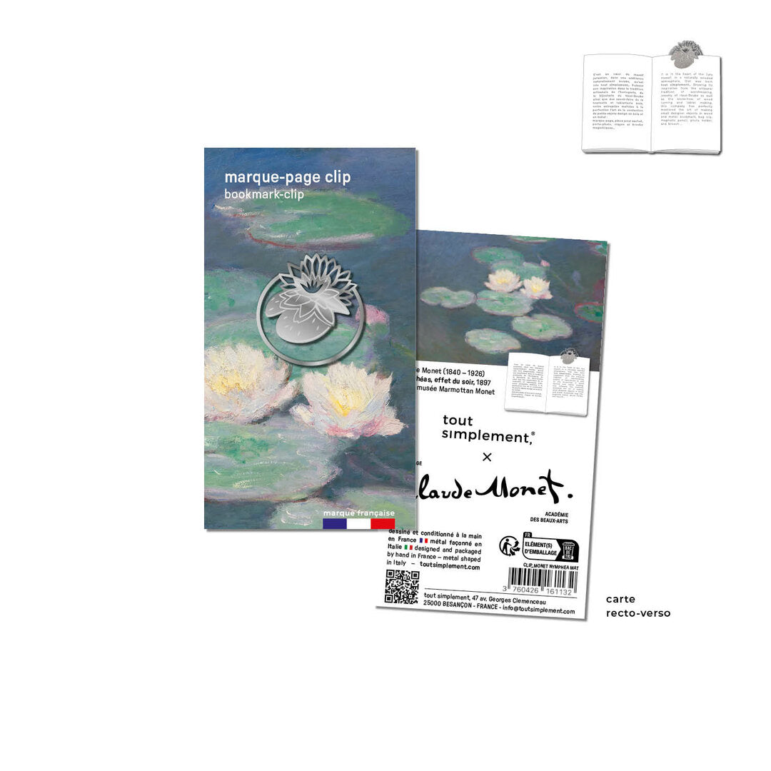 Marque-page clip Nymphéas Claude Monet de Tout Simplement sur sa carte illustrée