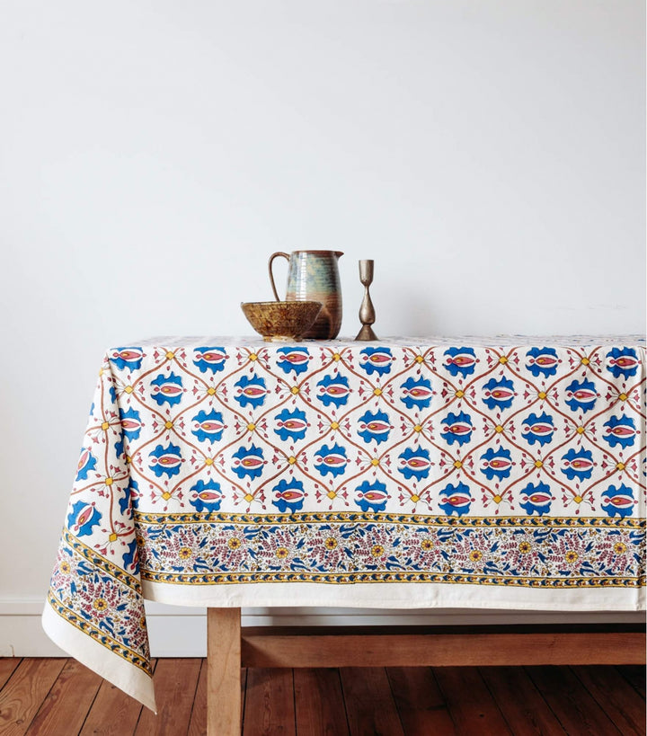 Arya cotton tablecloth Blue